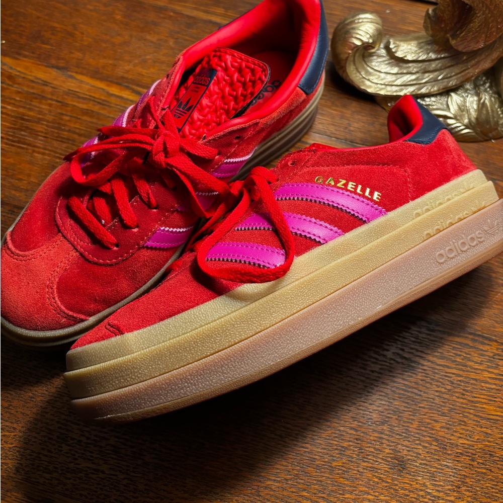 adidas Red and Pink Gazelle Sneakers